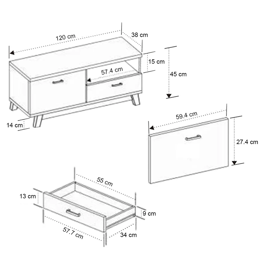 Aiden 120 cm Low TV Rack - Image 18