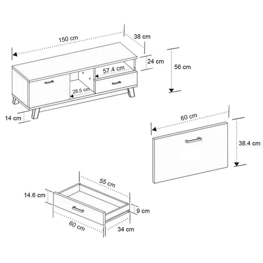 Aiden 150 cm Mid TV Rack - Image 9