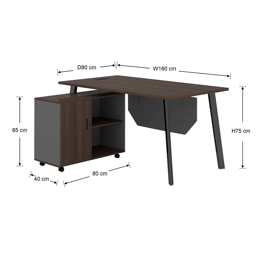 Alice 160 cm Executive Desk with Mobile Cabinet - Image 15