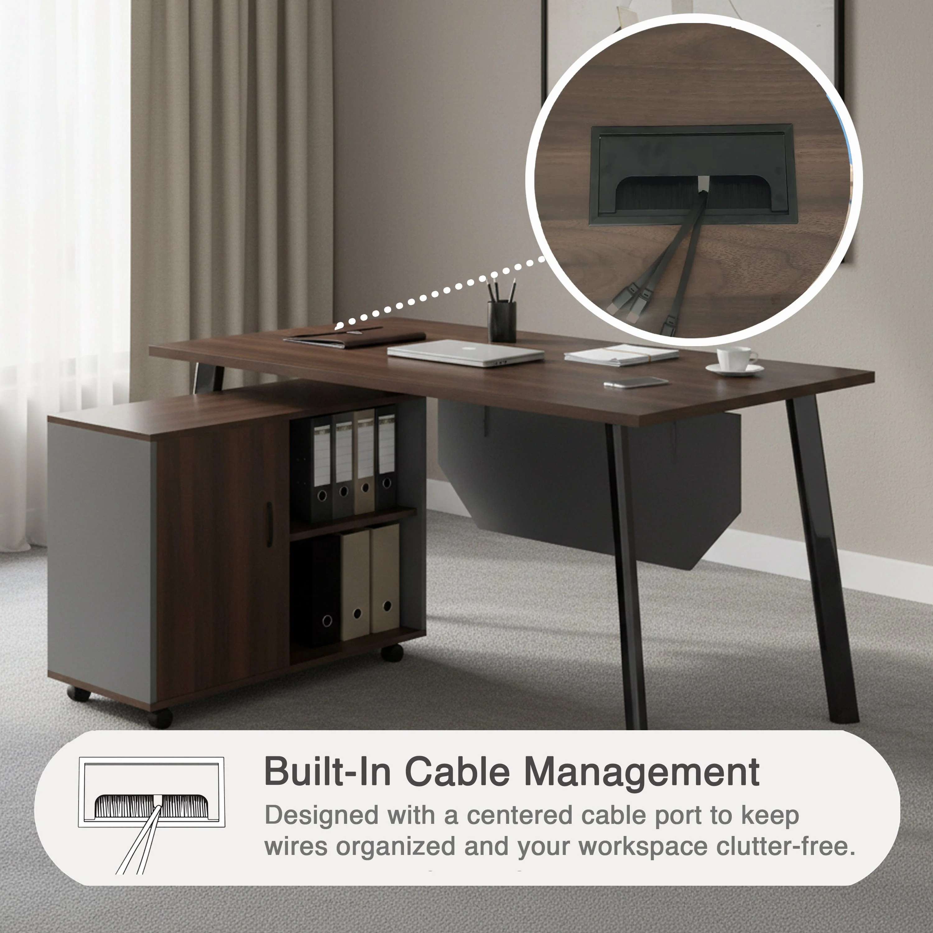 Alice 160 cm Executive Desk with Mobile Cabinet - Image 4