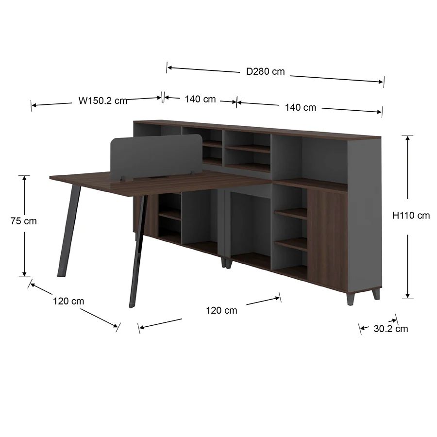 Alice 2S Desk with Side Storage Cabinet - Image 13