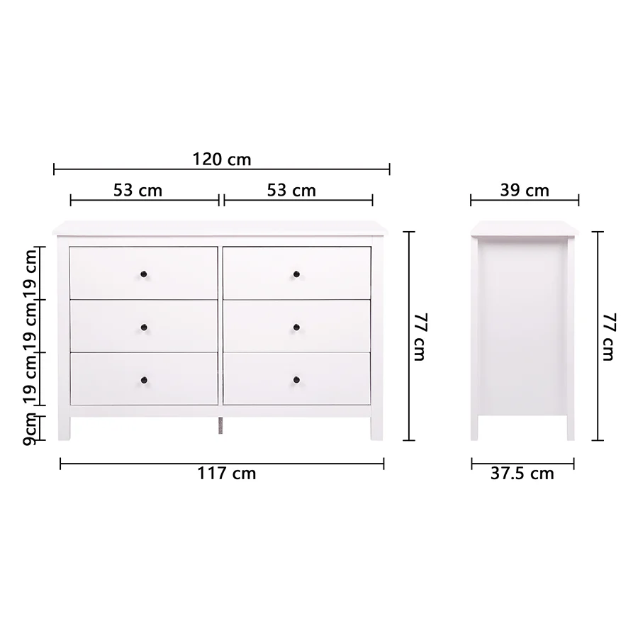 Amber 120 cm 6 Chest of Drawers - Image 8