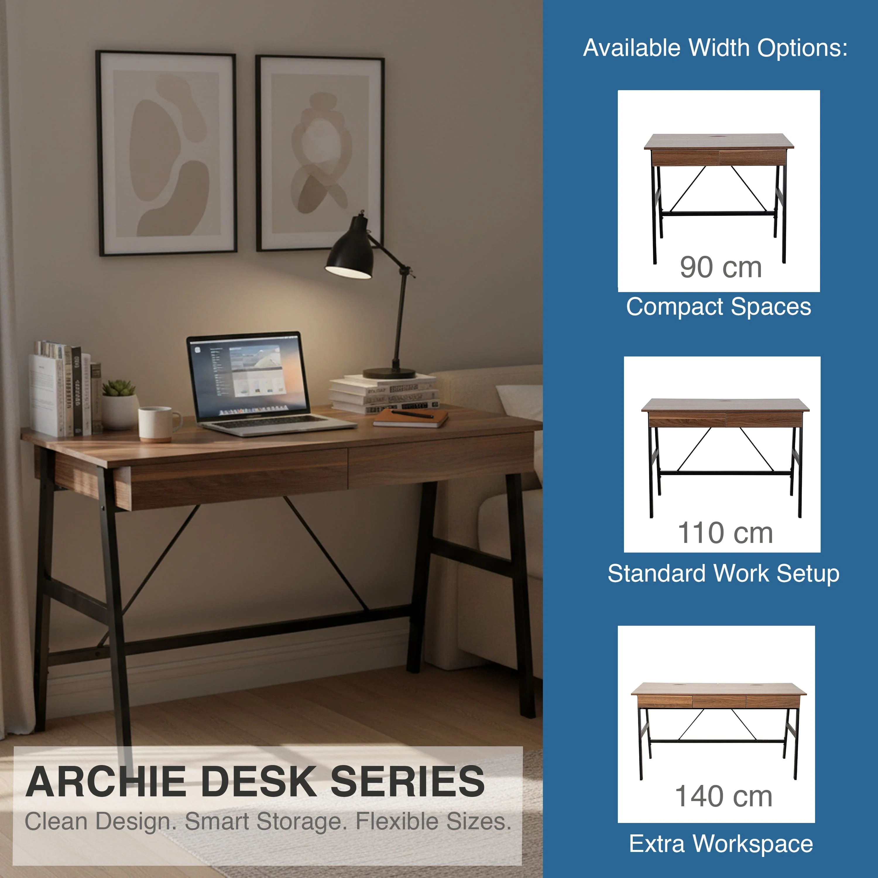 Archie 110 cm Writing Desk - Image 3