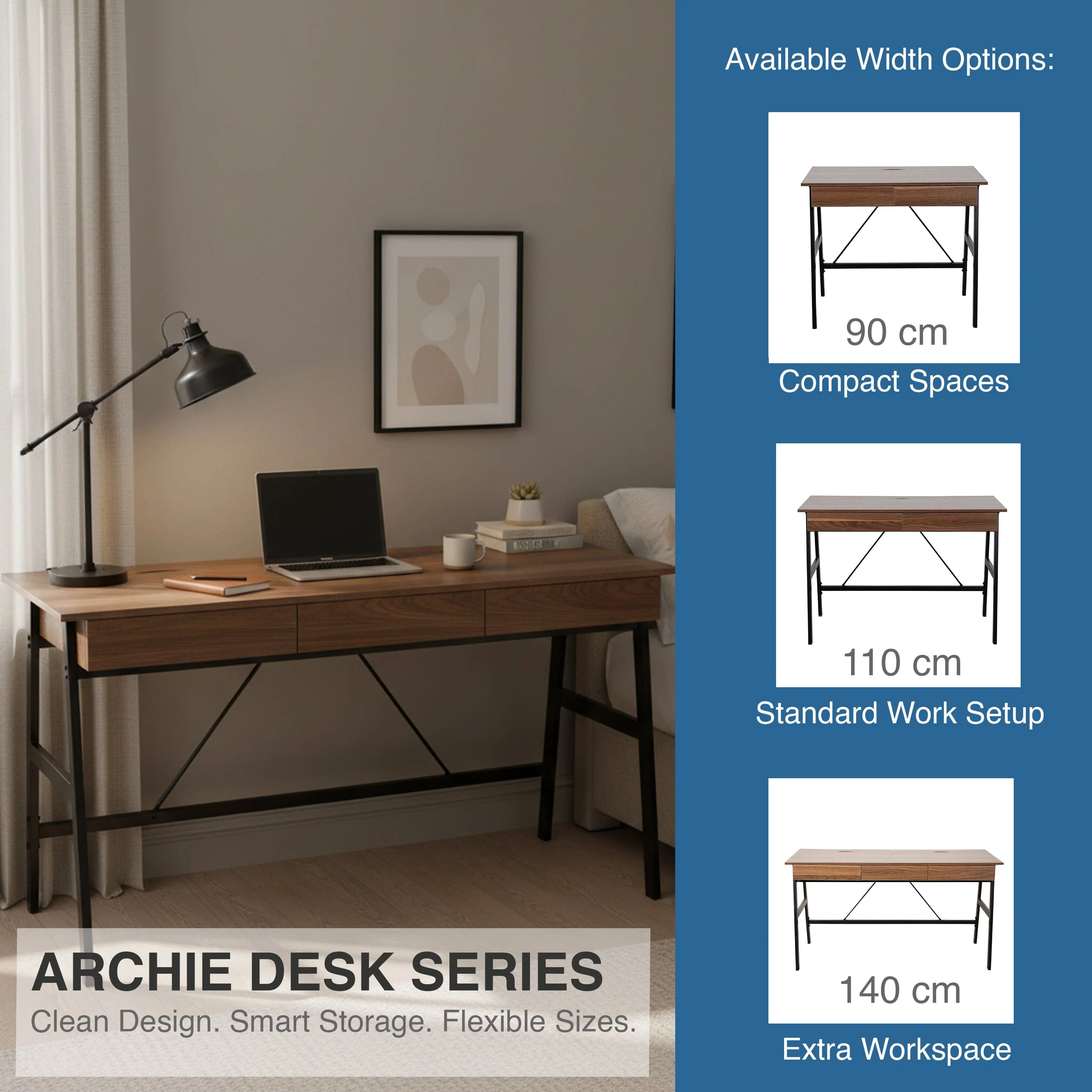 Archie 140 cm Writing Desk - Image 14