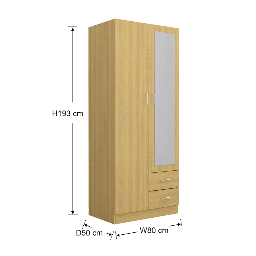 Asher 2 Door Wardrobe with Mirror - Image 13
