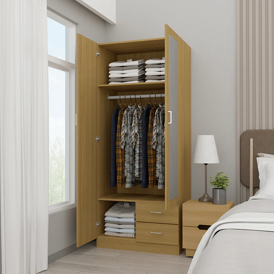 Asher 2 Door Wardrobe with Mirror - Image 3