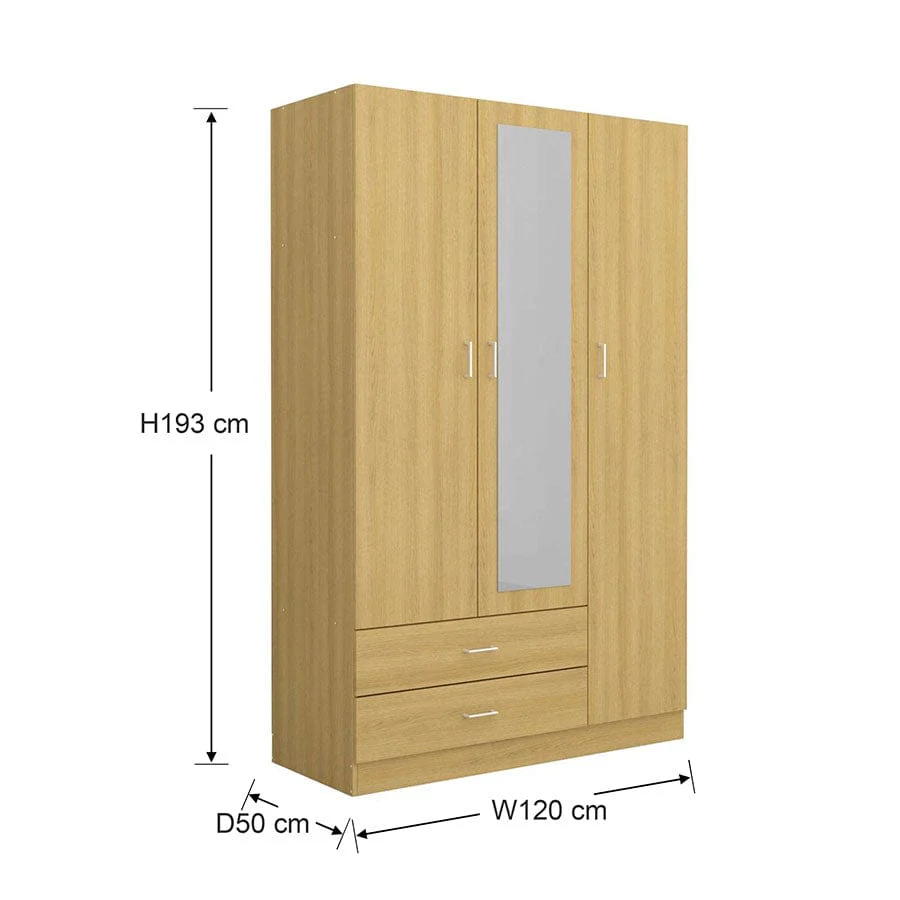 Asher 3 Door Wardrobe with Mirror - Image 26