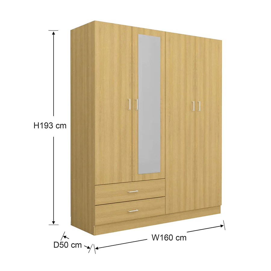Asher 4 Door Wardrobe with Mirror - Image 28