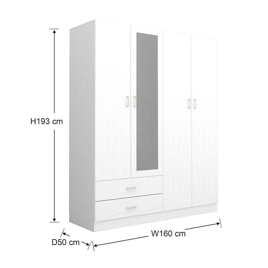 Asher 4 Door Wardrobe with Mirror - Image 42