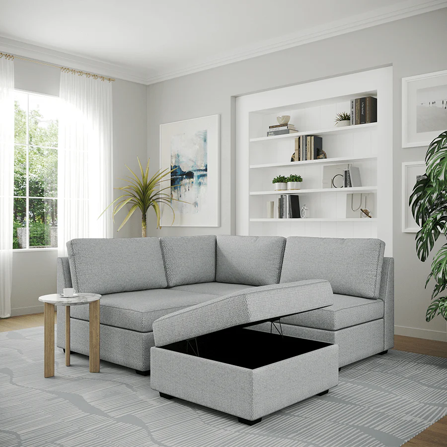 Ava 2 Seater Corner Modular Sofa with Ottoman - Image 17