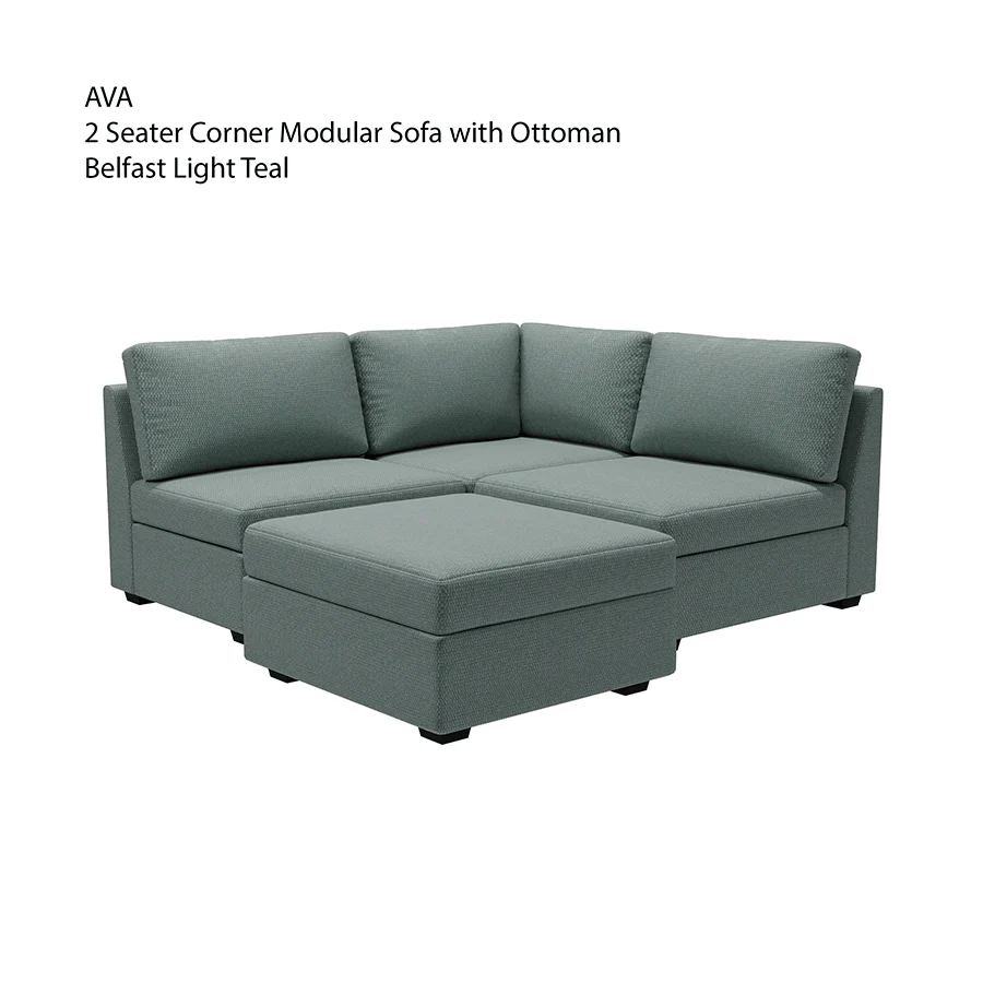 Ava 2 Seater Corner Modular Sofa with Ottoman - Image 26