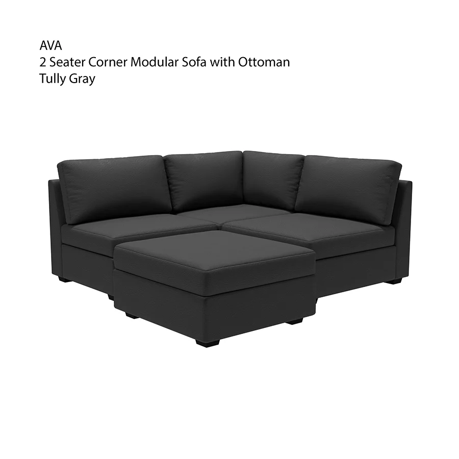 Ava 2 Seater Corner Modular Sofa with Ottoman - Image 38