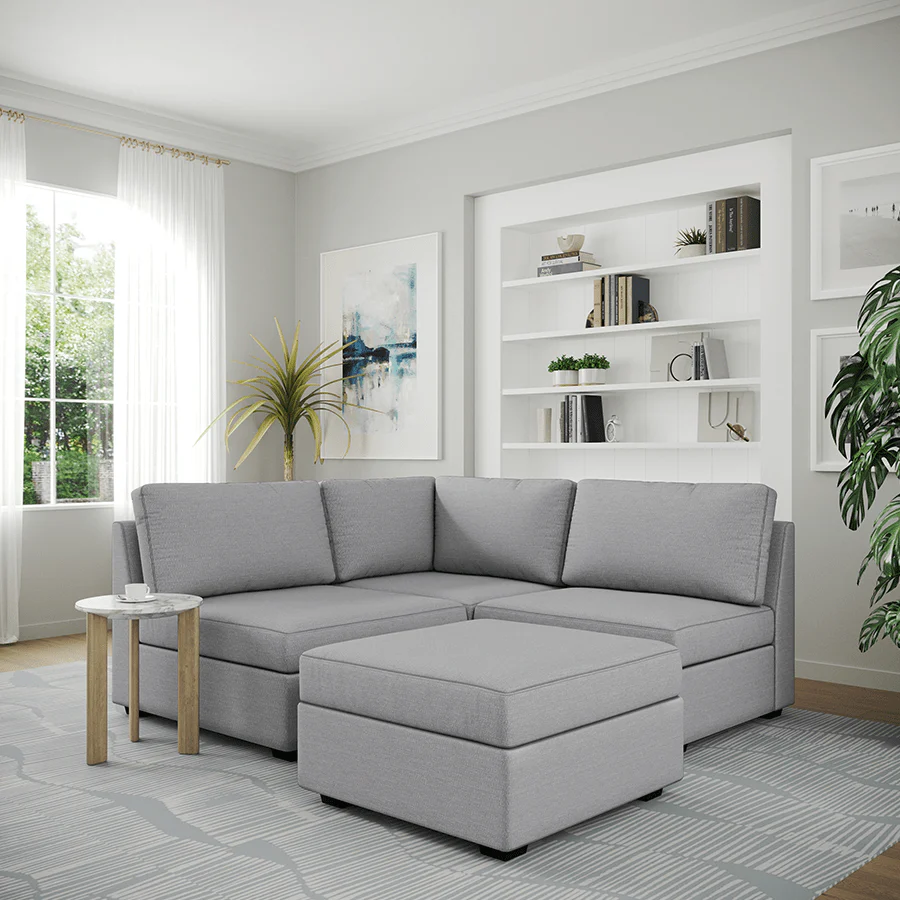 Ava 2 Seater Corner Modular Sofa with Ottoman - Image 4
