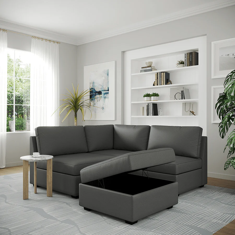 Ava 2 Seater Corner Modular Sofa with Ottoman - Image 40