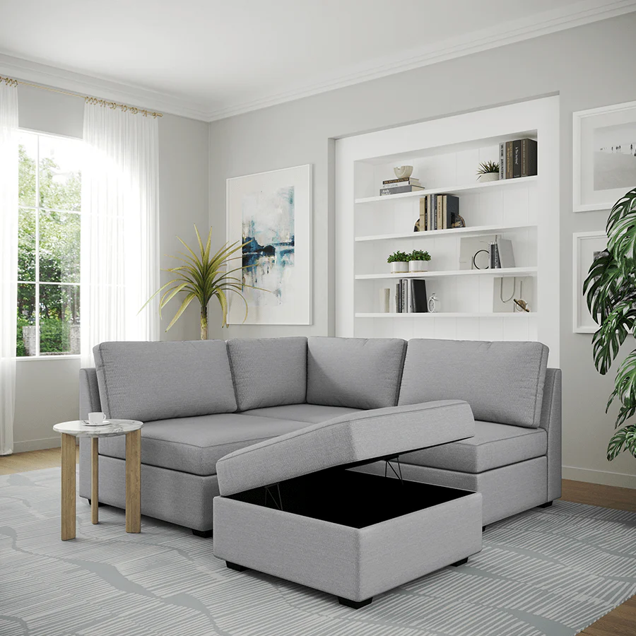Ava 2 Seater Corner Modular Sofa with Ottoman - Image 5