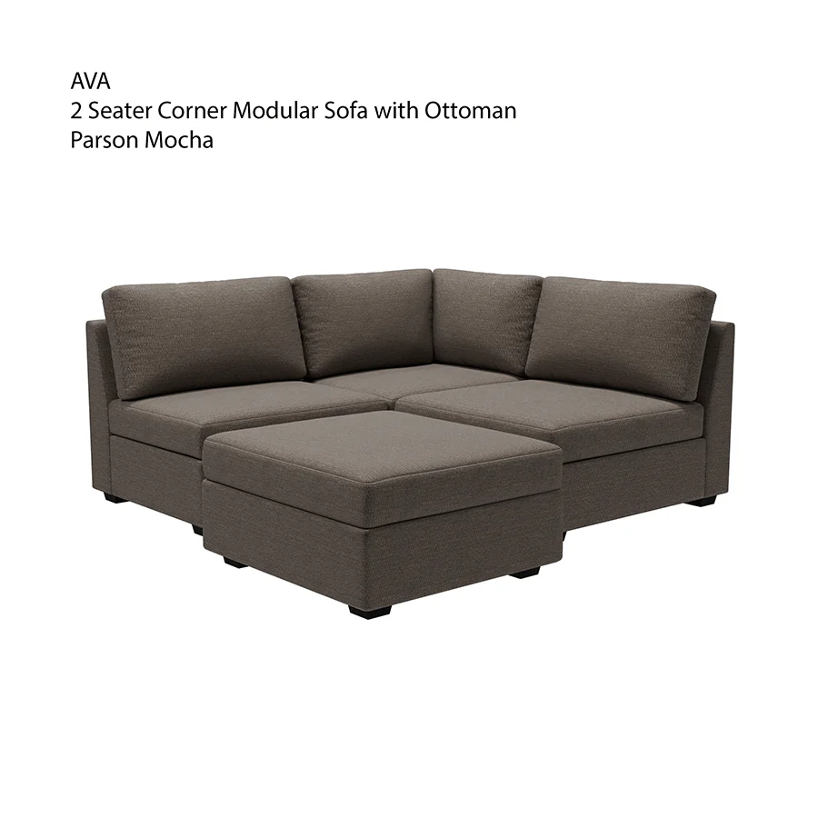 Ava 2 Seater Corner Modular Sofa with Ottoman - Image 9