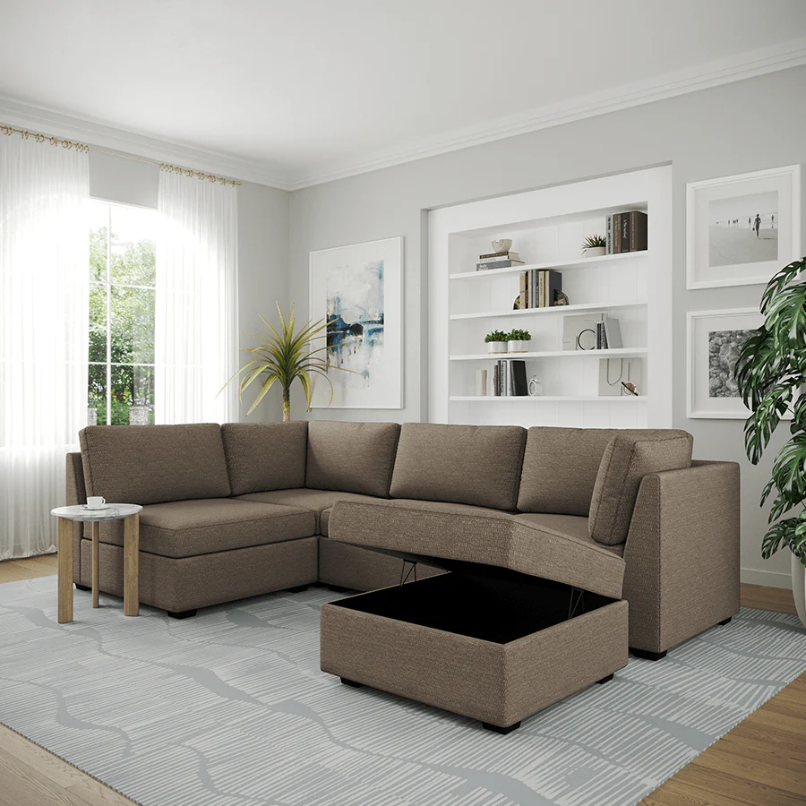 Ava 3 Seater Corner Modular Sofa with Ottoman - Image 11