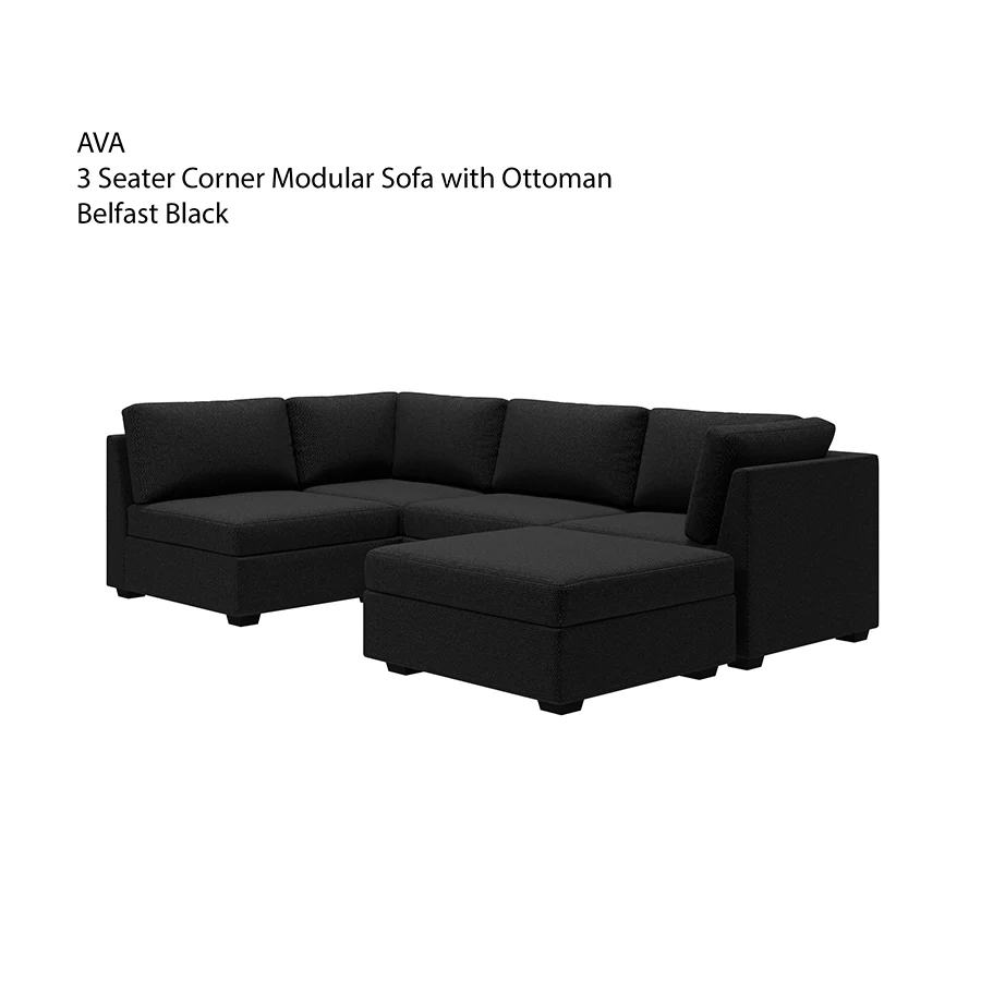 Ava 3 Seater Corner Modular Sofa with Ottoman - Image 32