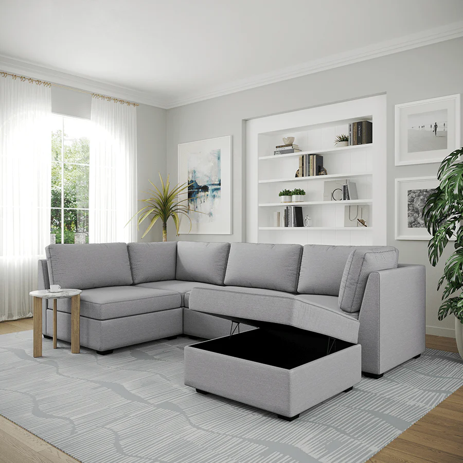 Ava 3 Seater Corner Modular Sofa with Ottoman - Image 5