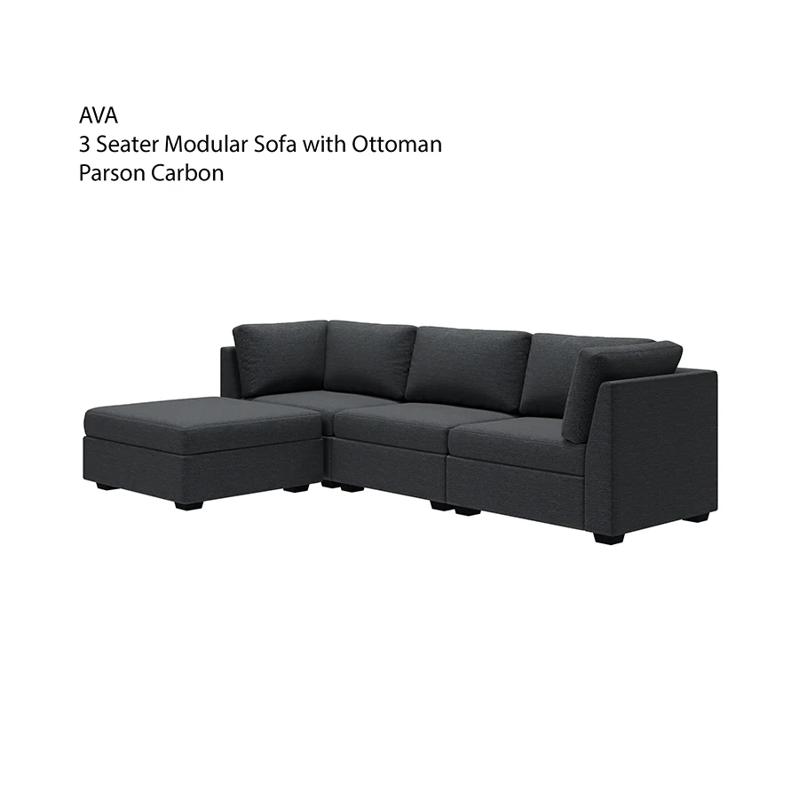 Ava 3 Seater Modular Sofa with Ottoman - Image 12