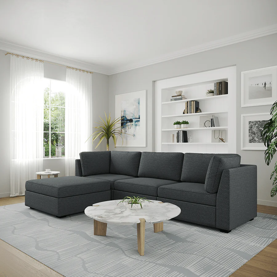 Ava 3 Seater Modular Sofa with Ottoman - Image 13