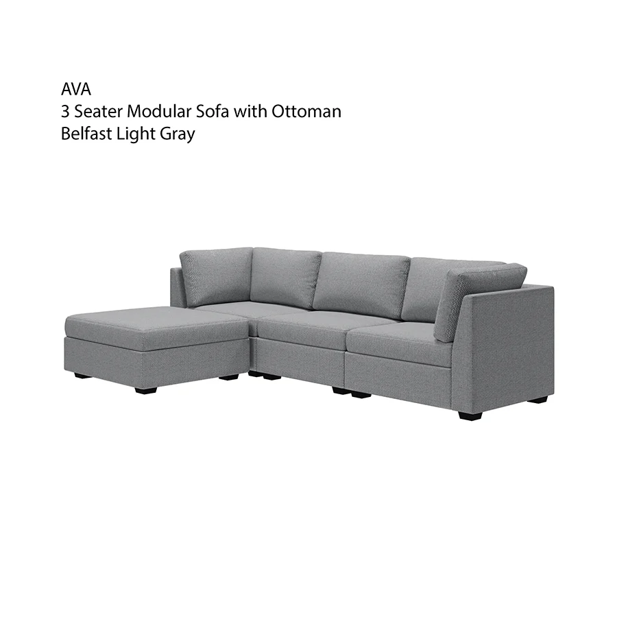 Ava 3 Seater Modular Sofa with Ottoman - Image 15