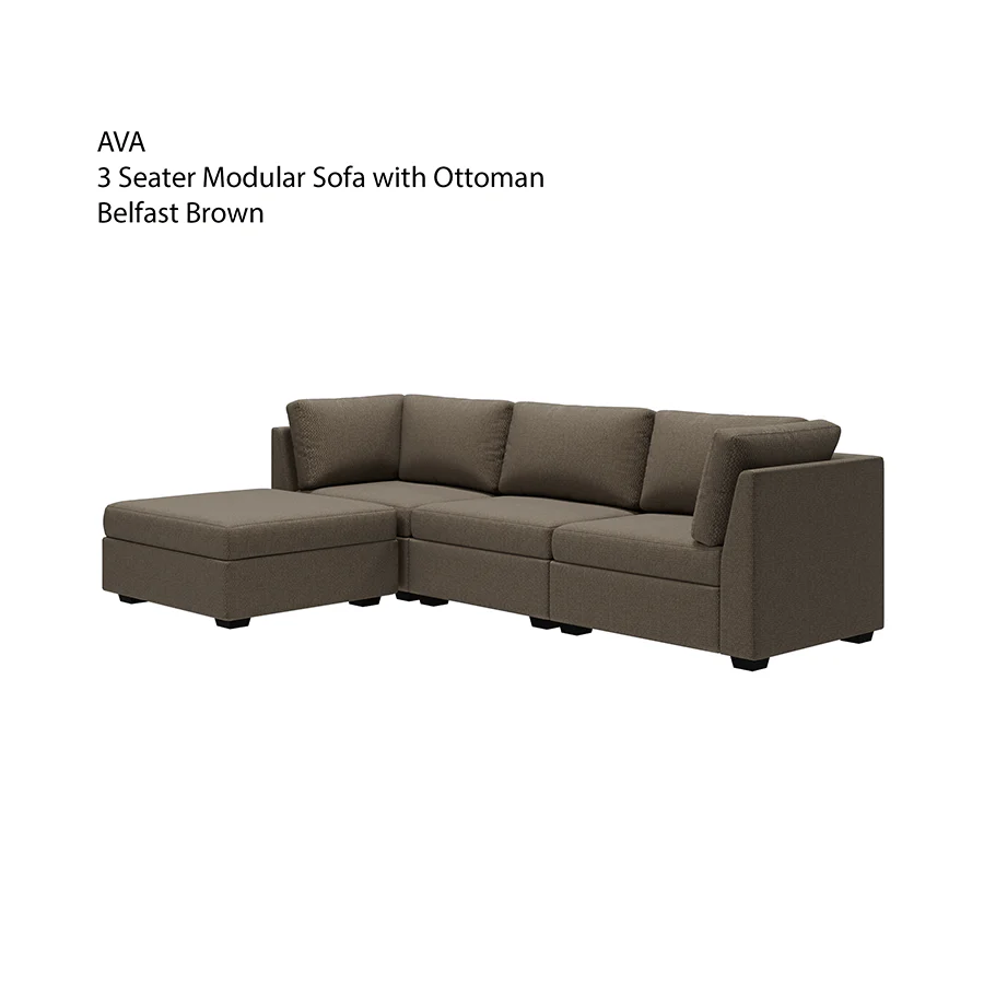 Ava 3 Seater Modular Sofa with Ottoman - Image 20