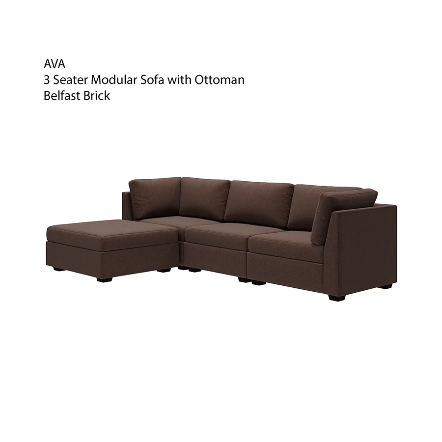 Ava 3 Seater Modular Sofa with Ottoman - Image 23