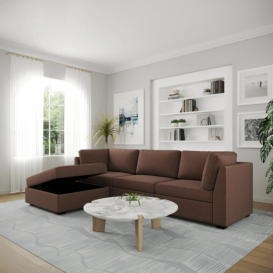 Ava 3 Seater Modular Sofa with Ottoman - Image 25