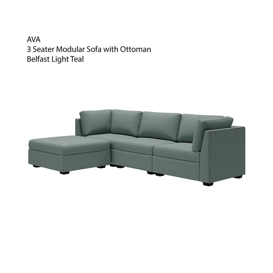 Ava 3 Seater Modular Sofa with Ottoman - Image 26