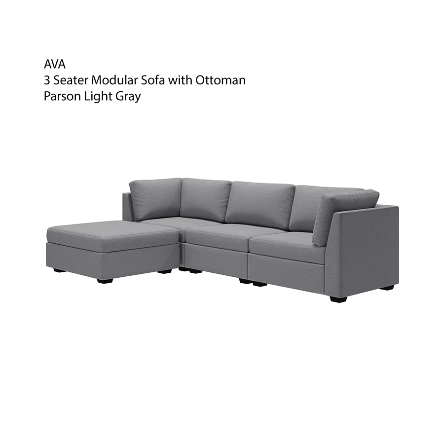 Ava 3 Seater Modular Sofa with Ottoman - Image 3