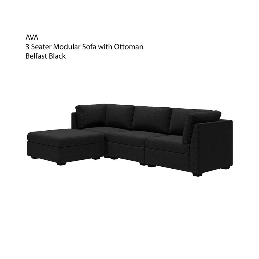 Ava 3 Seater Modular Sofa with Ottoman - Image 32