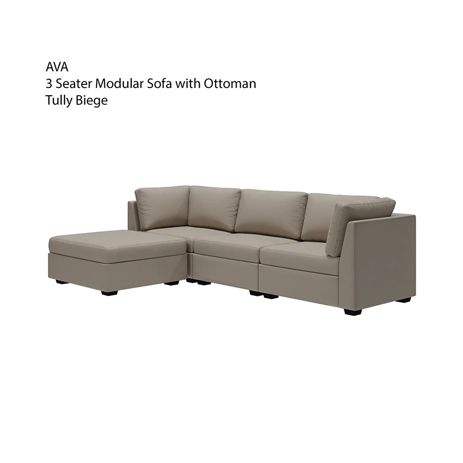 Ava 3 Seater Modular Sofa with Ottoman - Image 35