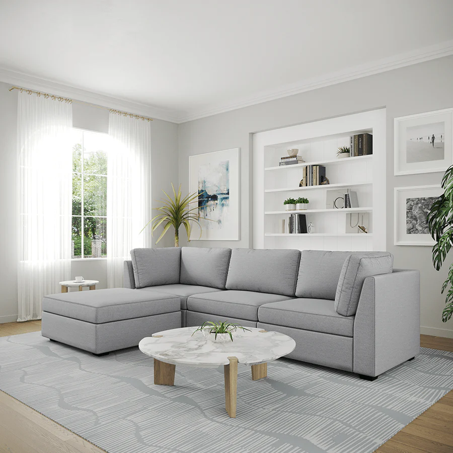 Ava 3 Seater Modular Sofa with Ottoman - Image 4