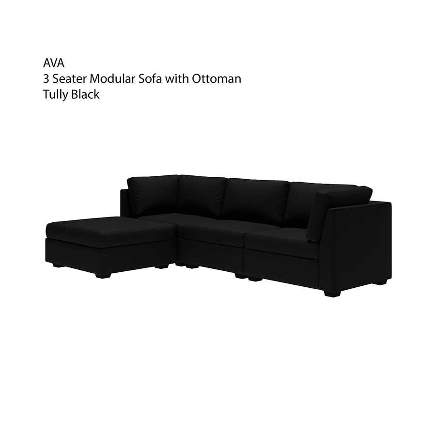 Ava 3 Seater Modular Sofa with Ottoman - Image 41