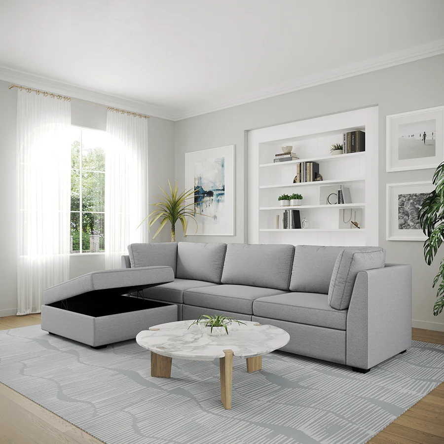 Ava 3 Seater Modular Sofa with Ottoman - Image 5