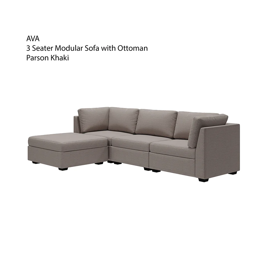 Ava 3 Seater Modular Sofa with Ottoman - Image 6