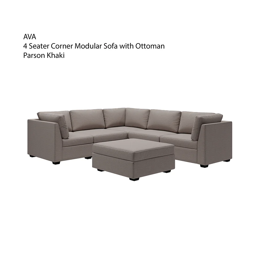 Ava 4 Seater Corner Modular Sofa with Ottoman