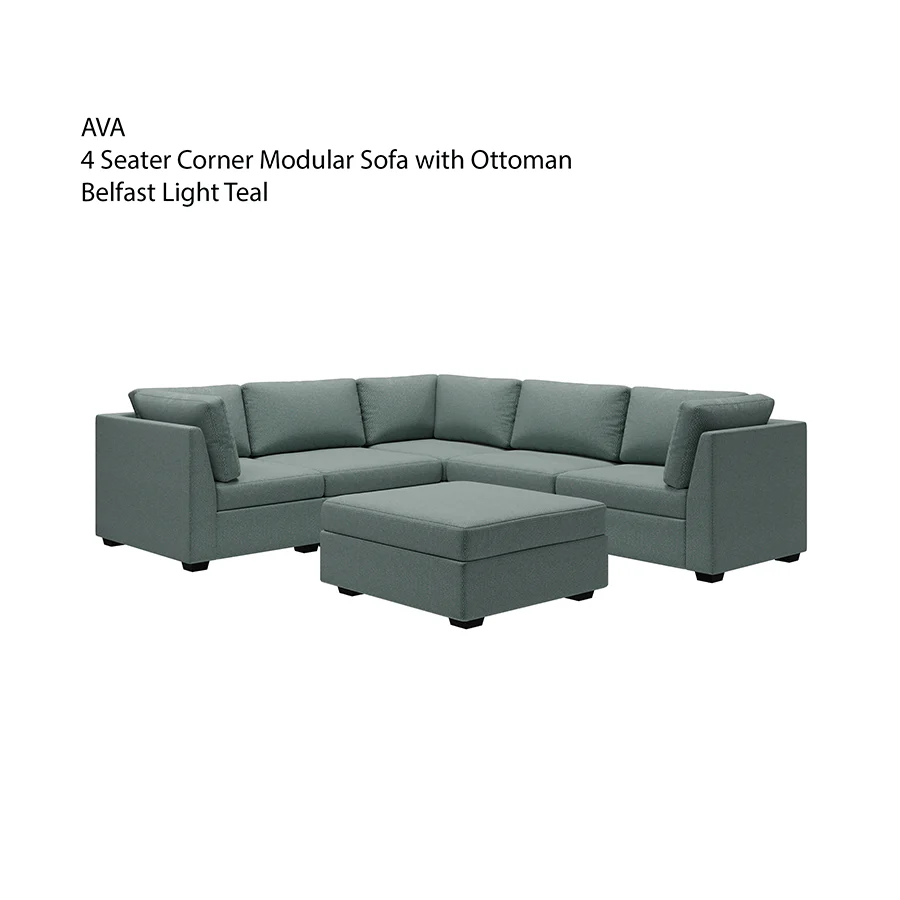 Ava 4 Seater Corner Modular Sofa with Ottoman - Image 26