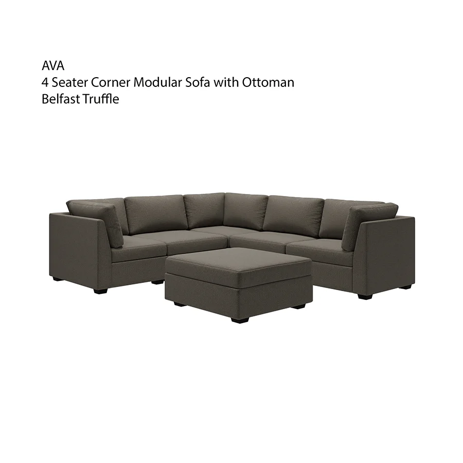 Ava 4 Seater Corner Modular Sofa with Ottoman - Image 29