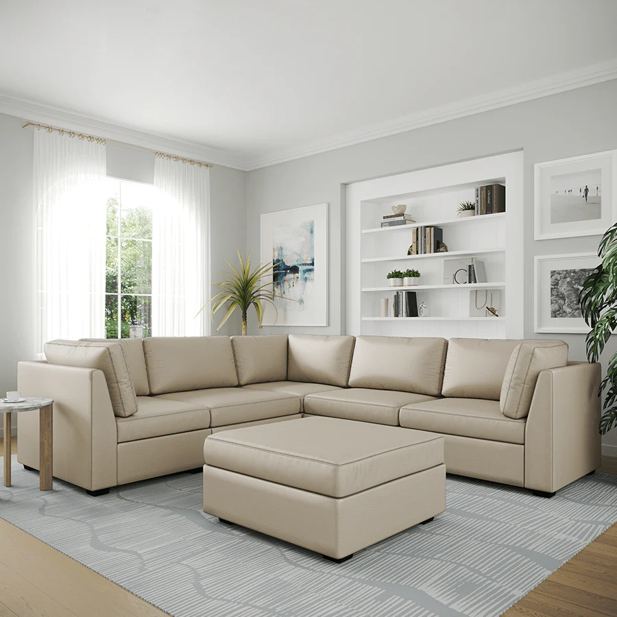 Ava 4 Seater Corner Modular Sofa with Ottoman - Image 36