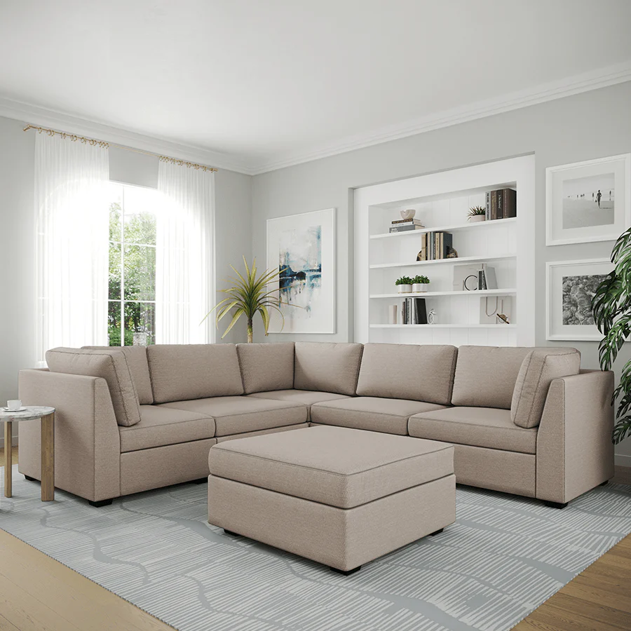 Ava 4 Seater Corner Modular Sofa with Ottoman - Image 6