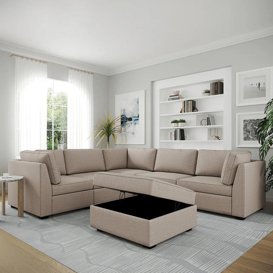 Ava 4 Seater Corner Modular Sofa with Ottoman - Image 7