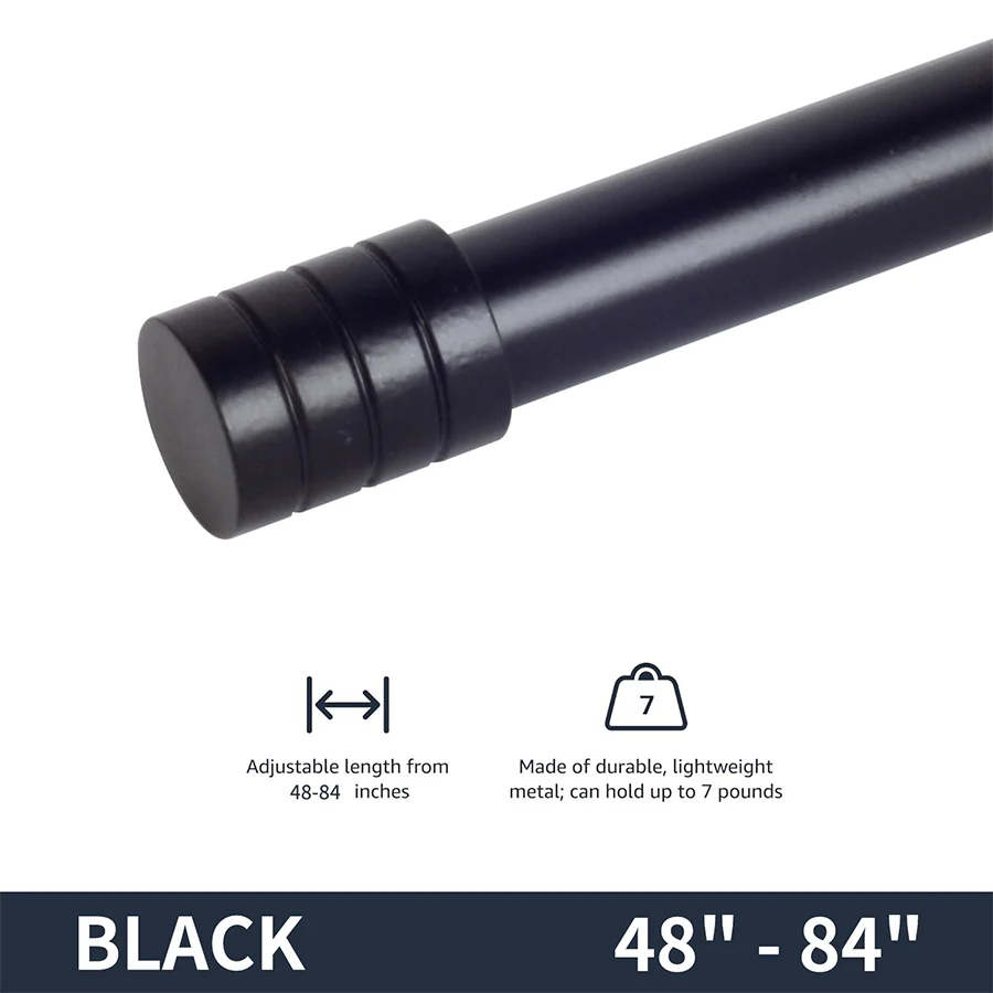 Basic Adjustable Black Curtain Rod - Image 13