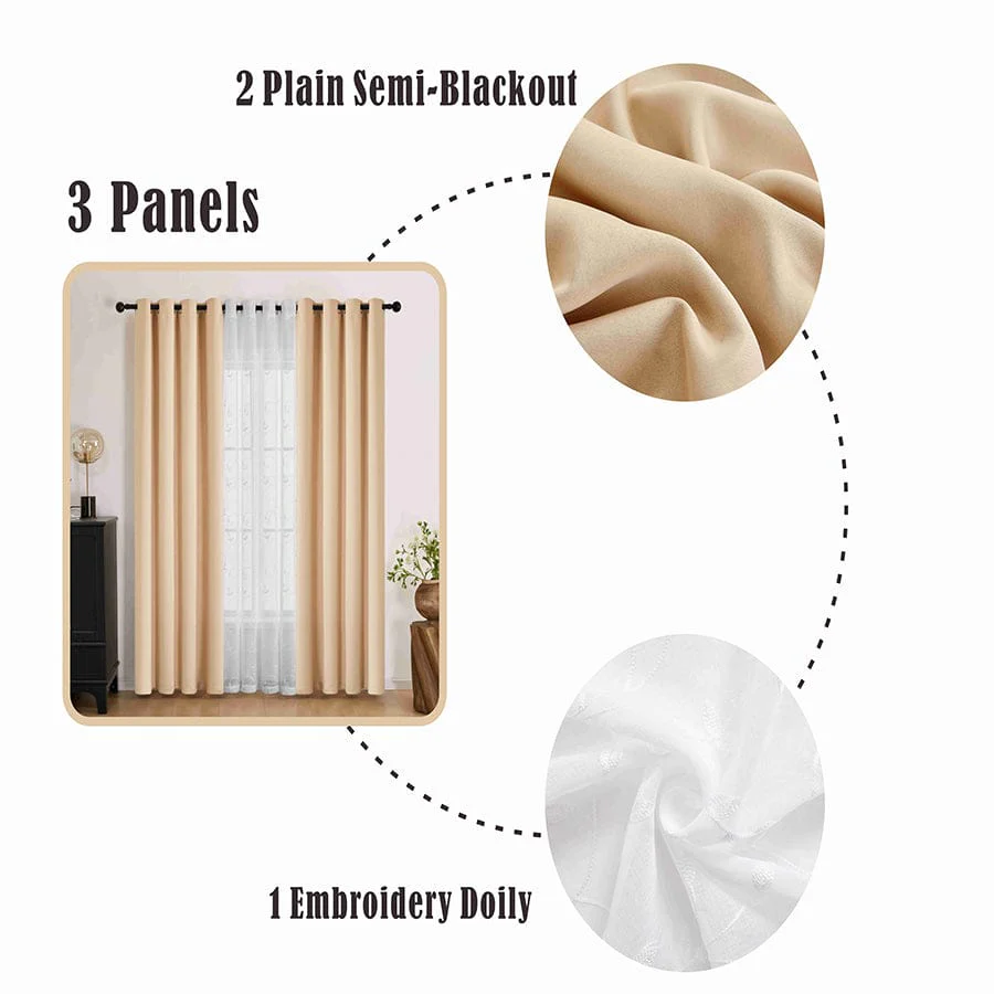 Becka Plain & Print Set Of 3 Curtains - Image 10
