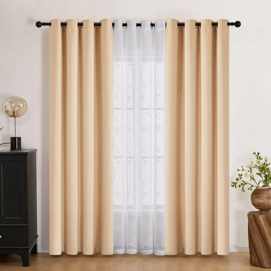 Becka Plain & Print Set Of 3 Curtains - Image 2