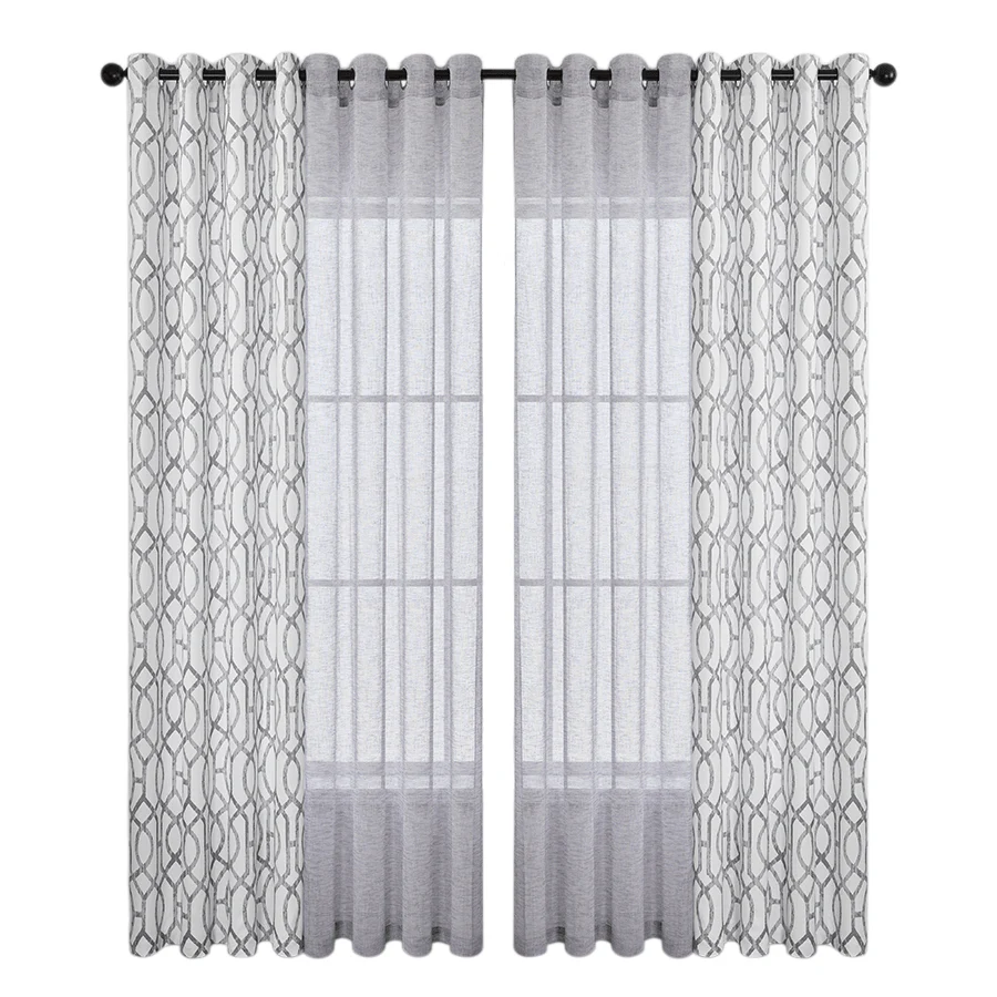 Belysa Plain & Printed Set of 4 Curtains