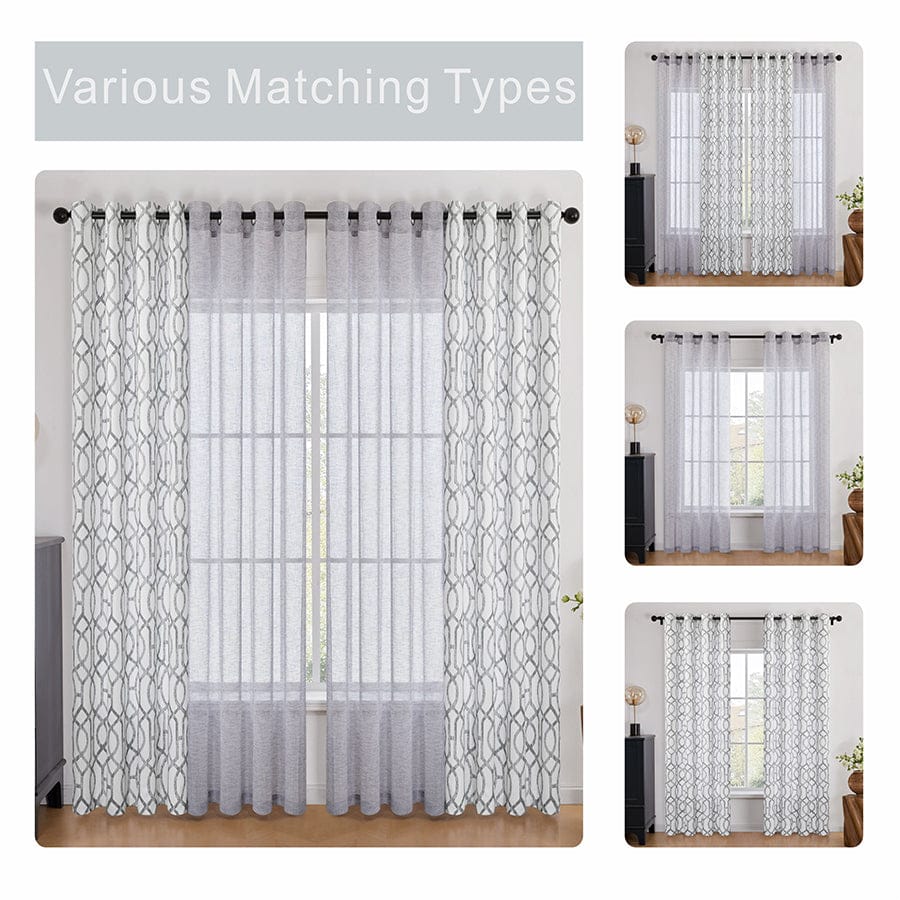 Belysa Plain & Printed Set of 4 Curtains - Image 4