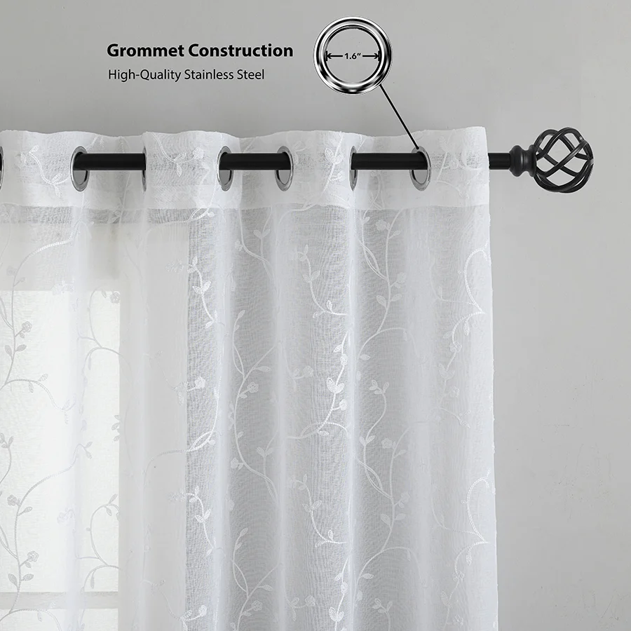 Berti Embroidered Sheer Curtain - Image 7