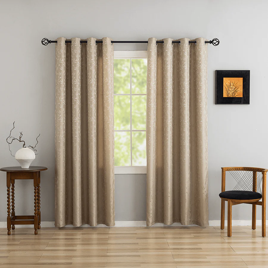 Bett Warm Sand Set of 2 Jacquard Curtains